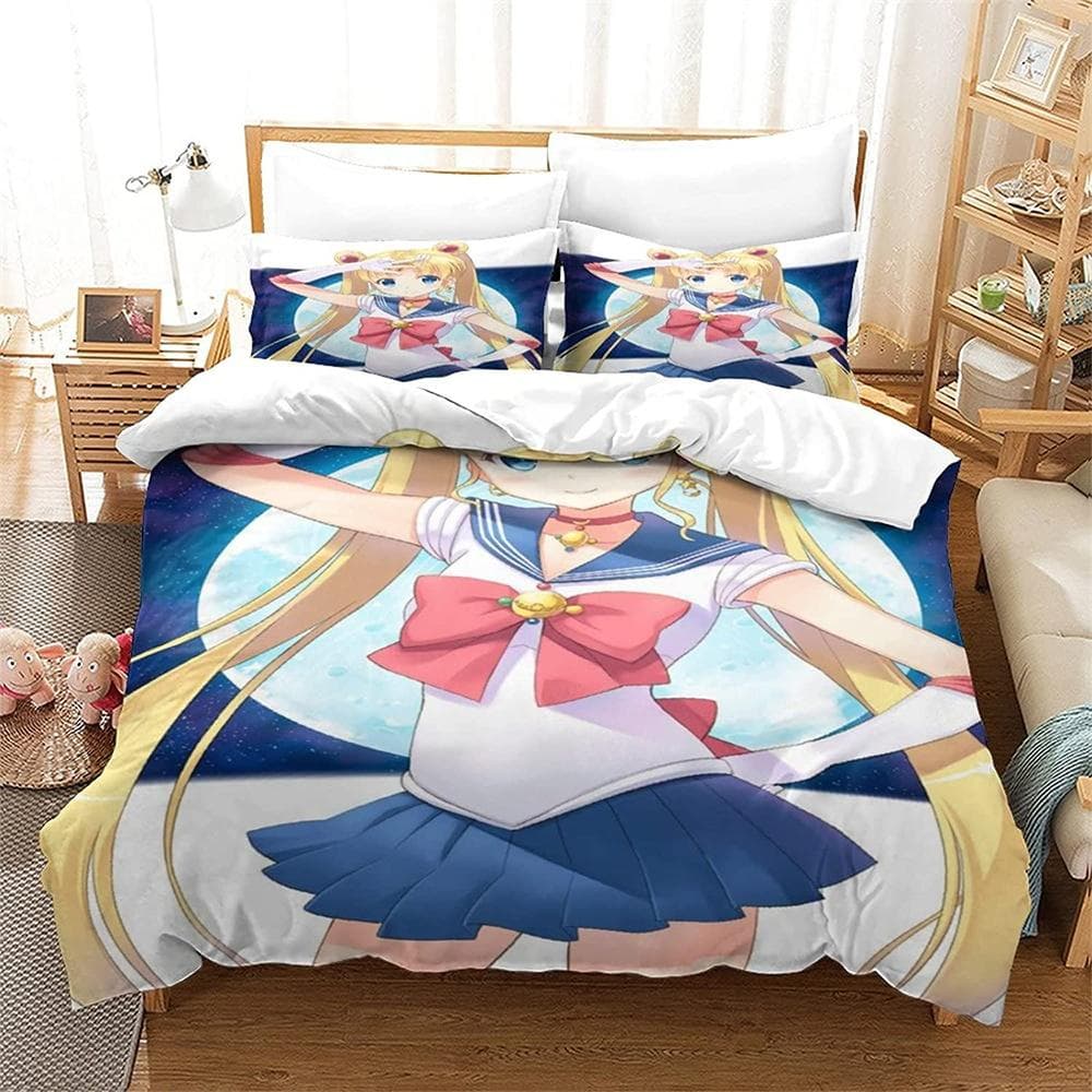 Cartoon S-Sailor Moon Bedding Sets exquisite bed supplies set duvet cover bed comforter set bedding set luxury birthday gift 135x200cm 2pcs