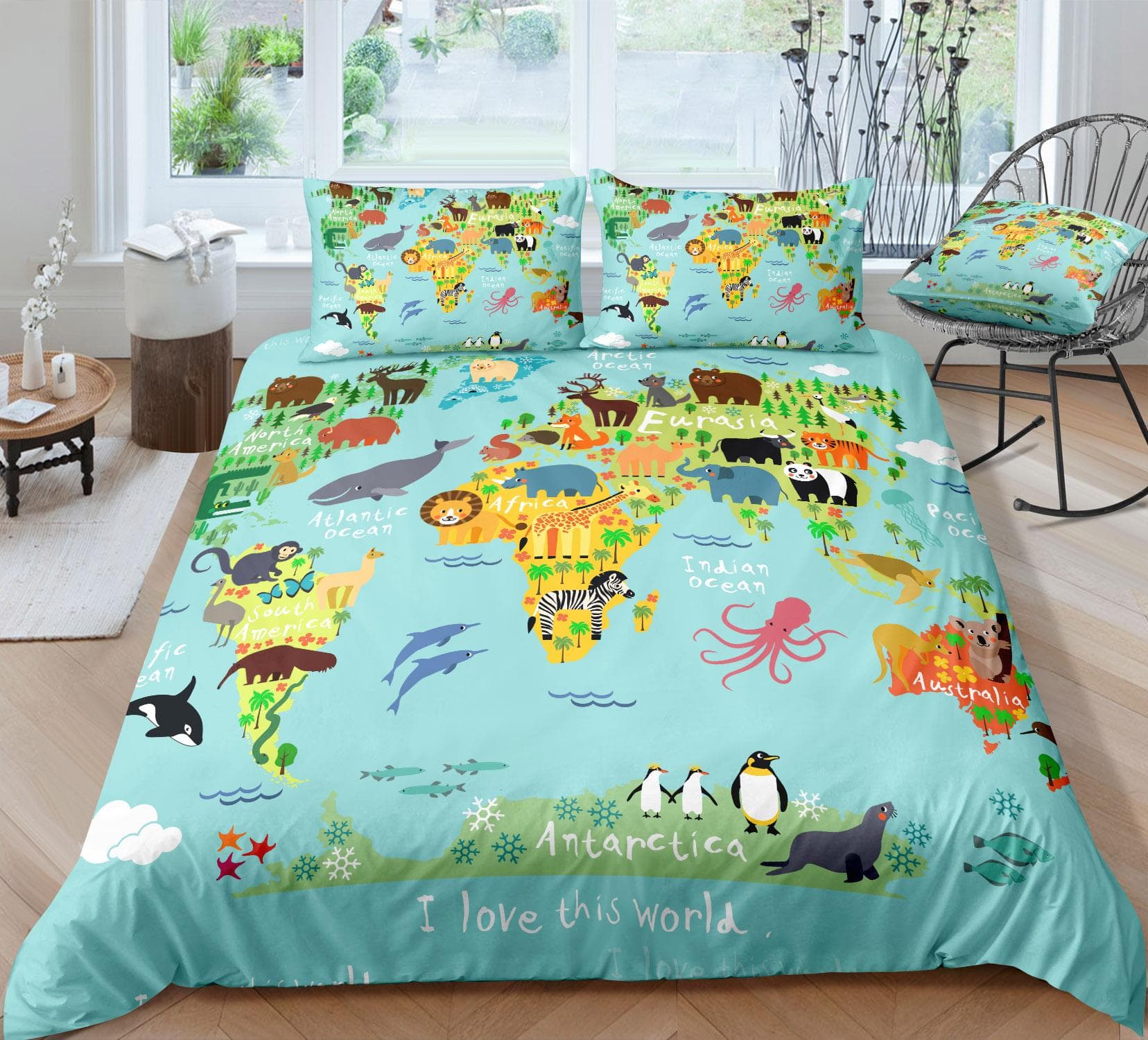 Map Print Duvet Cover Set with Pillowcase Quilt Cover Luxury Bedding Suit Man Woman King Size Bedding Home Textiles UK Single 135x200cm