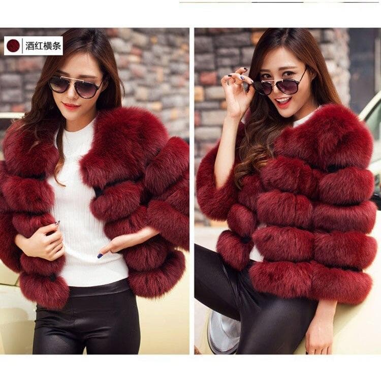 Warm Winter New Fashion Faux Fur Jackets For Women 2022 Mink Coats Women Autumn Winter Top Fashion FAUX Fur Coat Elegant Thick M wine red