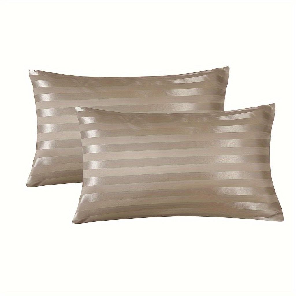 Stripe Pattern Envelope Closure Silky Pillowcase Set of 2 - Super Soft Weave, Hair and Skin Friendly, Machine Washable, Hotel Quality queen(19.69''*29.53'')
