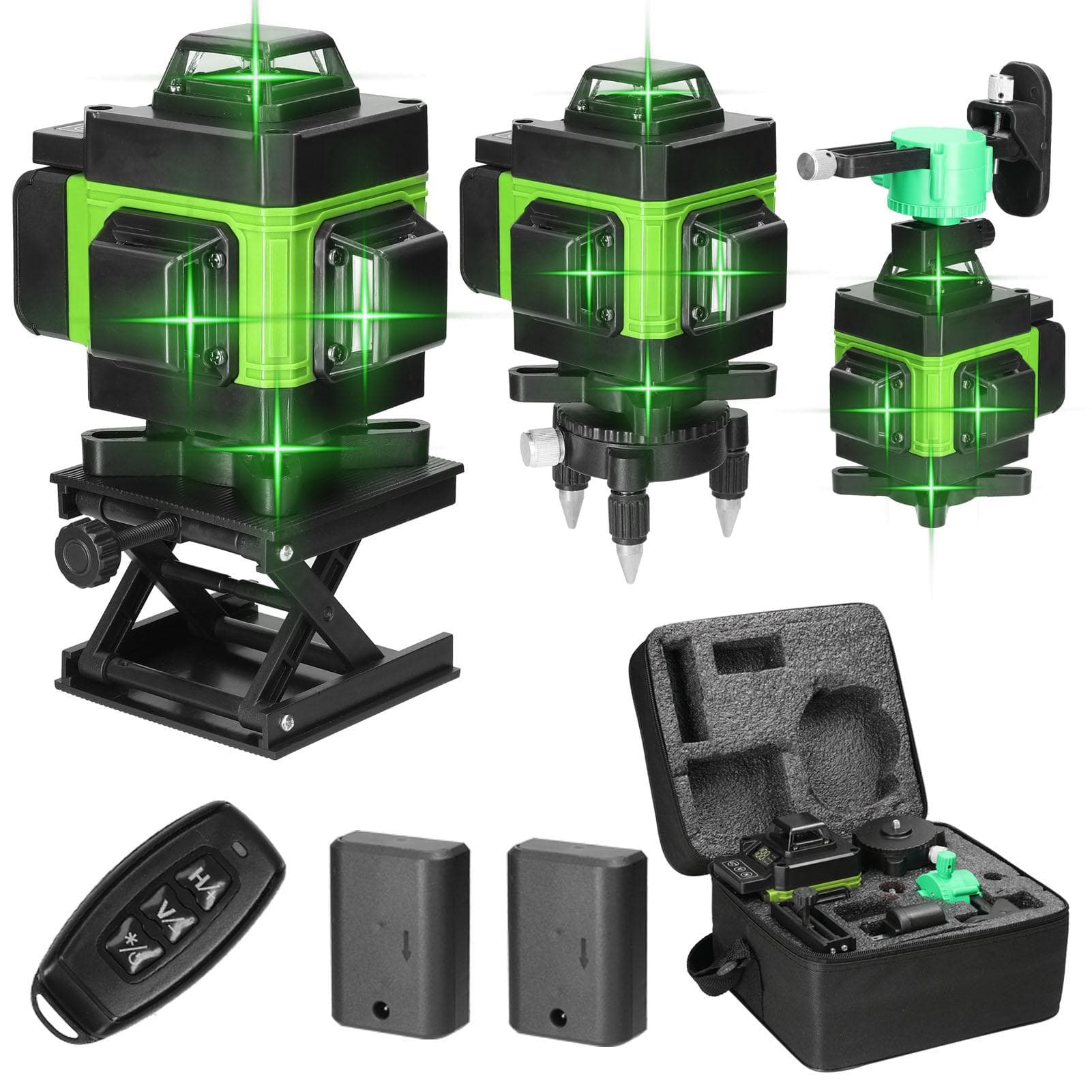 Multifunctional 4D 16 Lines Laser Level 3 degrees Self-leveling Machine USB Rechargeable Lithium Battery UK Plug green