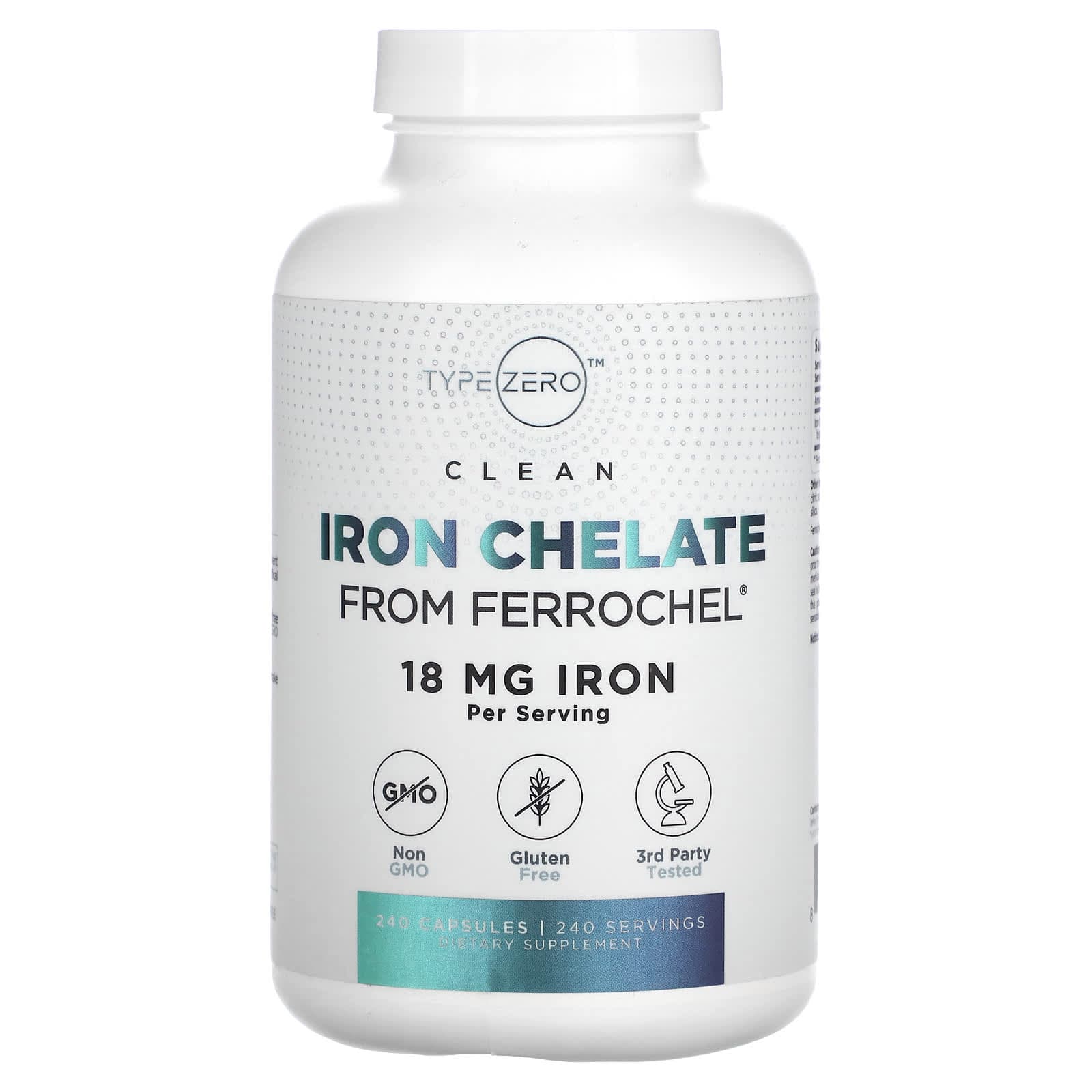 TypeZero, Clean, Iron Chelate, 18 mg, 240 capsules
