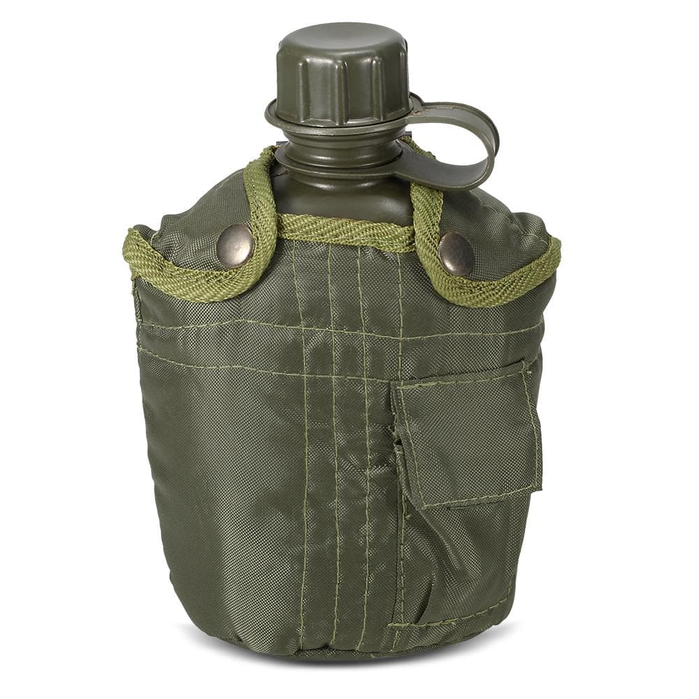 1L Outdoor Military Canteen Bottle Camping Hiking Backpacking Survival Water Bottle Kettle with green