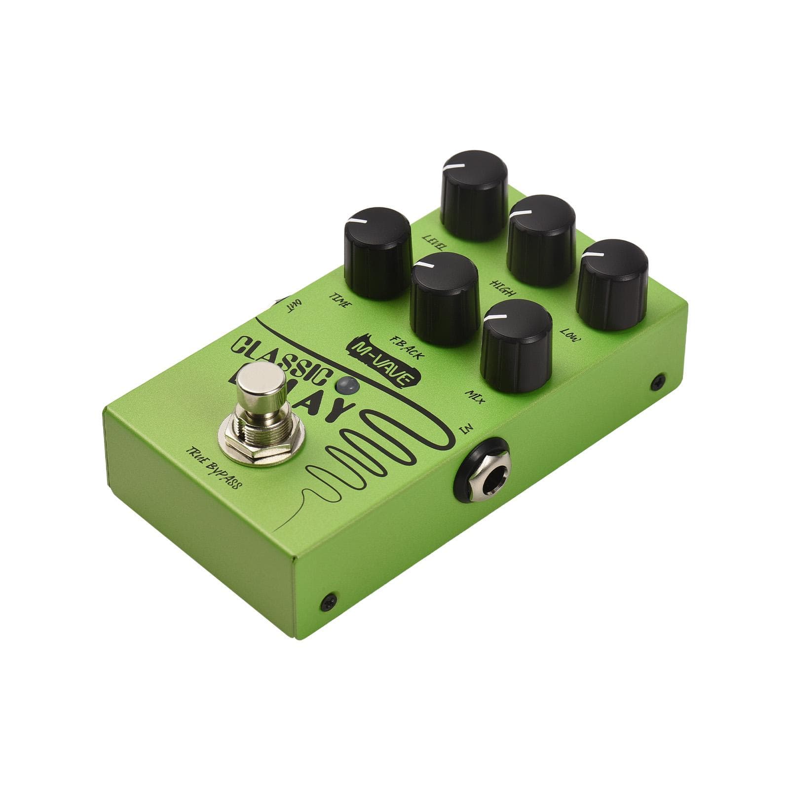M-VAVE Guitar Delay Effects Pedal LEVEL/HIGH/LOW/TIME/F.BACK/MIX Guitar Bass Effect Pedal 2-Band EQ green