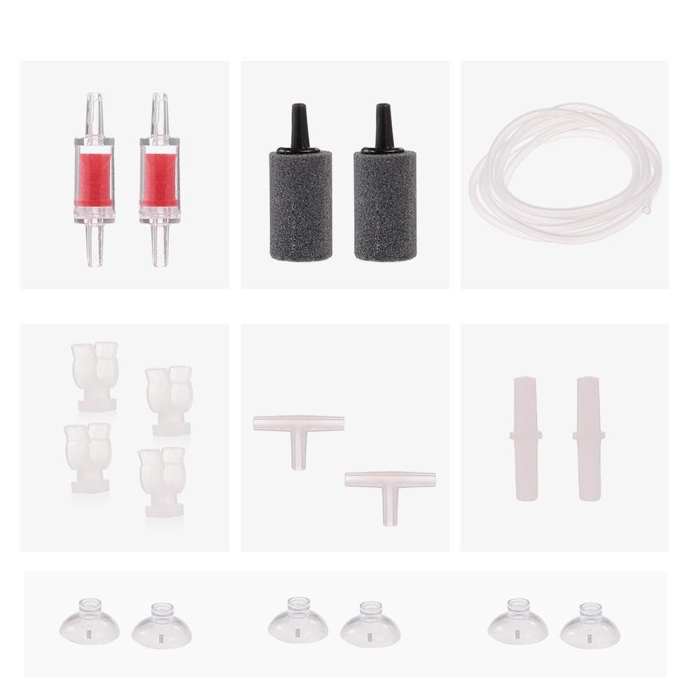 Aquarium Air Pump Accessories Set with Airline Tubing Air Stones Check Valves Suction Cups multicolour