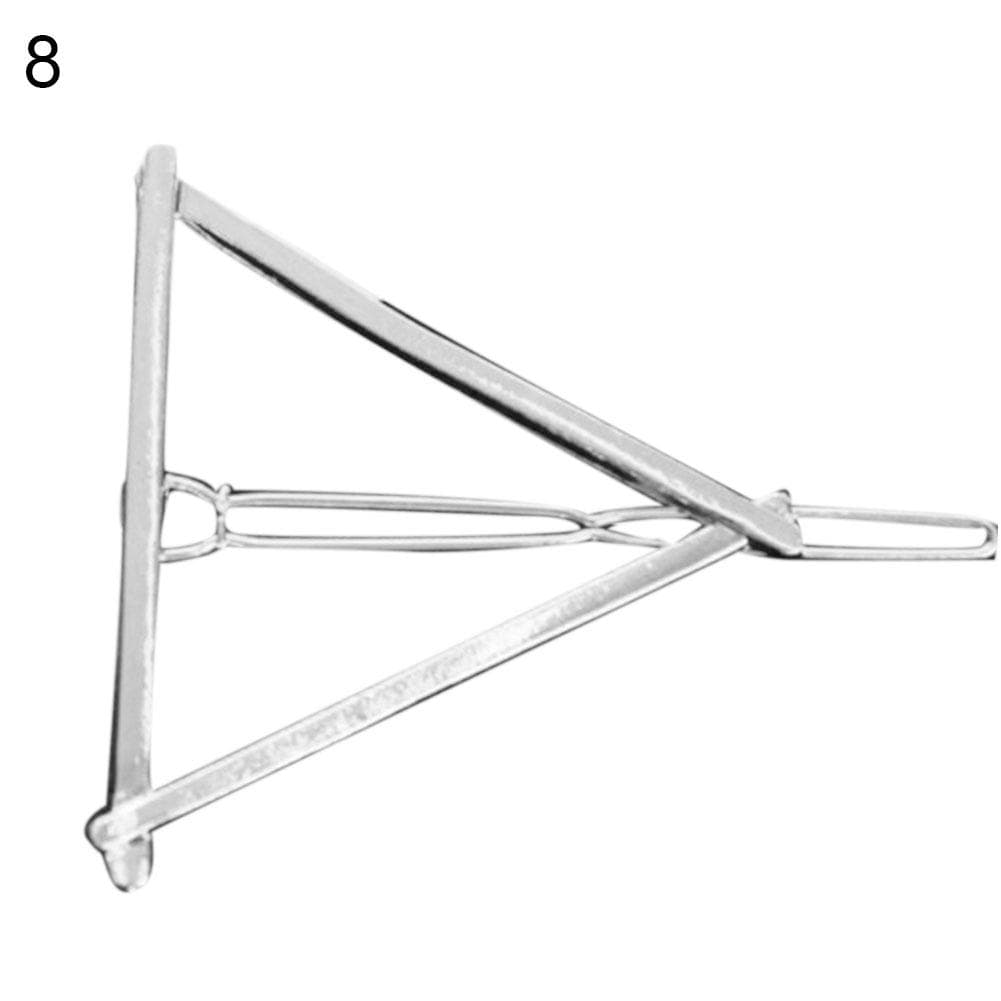 FLH Metal Hollow Moon Circle Triangle Bangs Hair Clip Women Hairpin Barrette Clothing Accessories Small Triangle silver