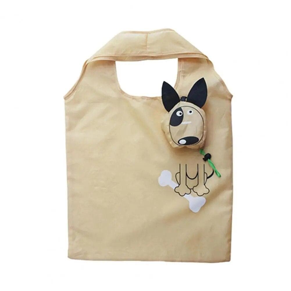 Shopping Bag Wide Handle Large Opening Foldable Eco-friendly Bag Plastic Cute Dog Folding Portable Handbag For Daily Life