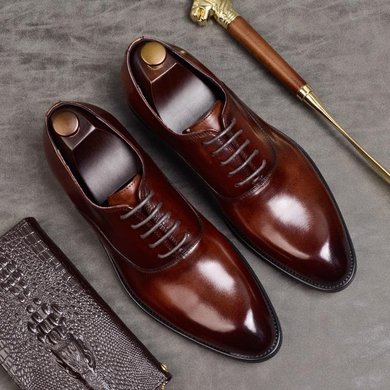 Fashion Mens Formal Shoes Genuine Leather Oxford Shoes For Men Italian 2024 Dress Shoes Wedding Laces Leather Business Shoes 869 45 burgundy