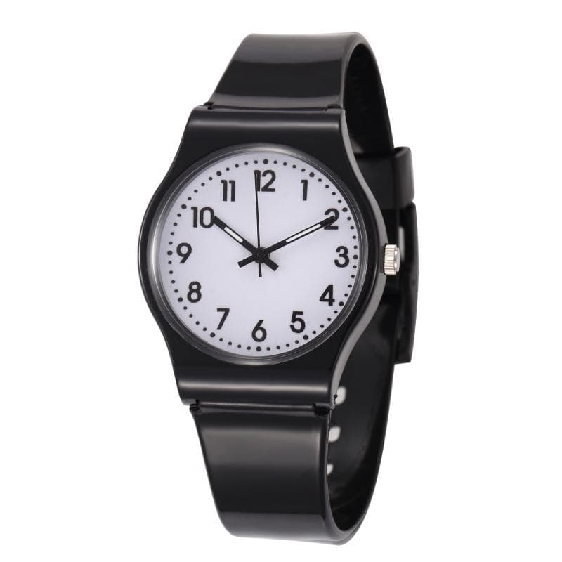 Children Multi Colors Rubber Band Watches Kids Quartz Wristwatch Child Girls Boy Clock black