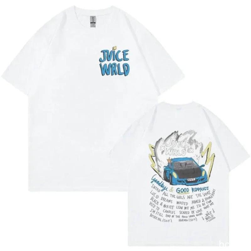 Rapper JUICE WRLD classic short sleeved printed T-shirt M white