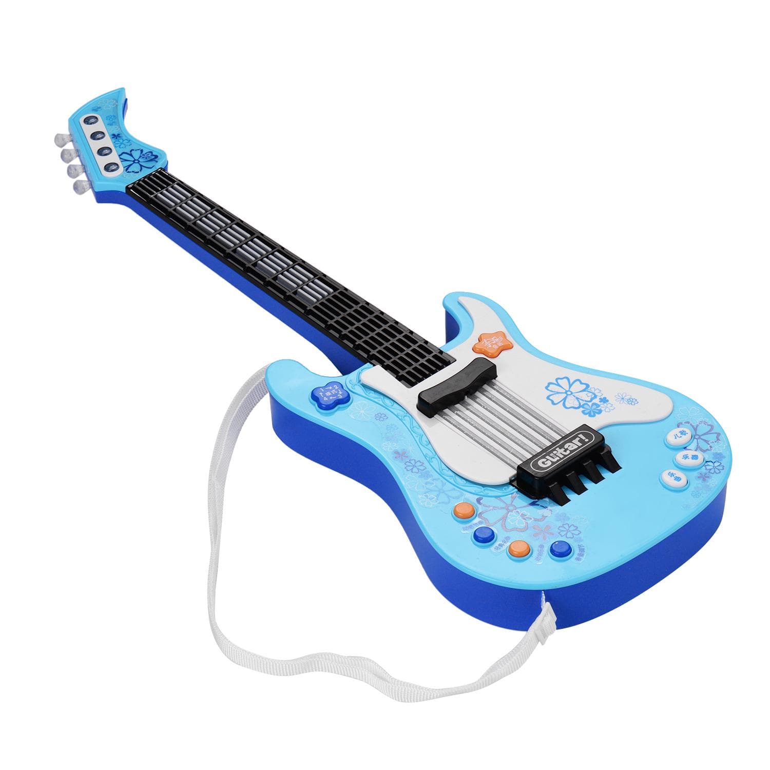 Kids Little Guitar with Rhythm Lights and Sounds Fun Educational Musical Instruments Electric blue