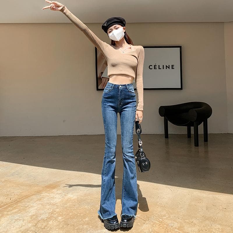 Jeans for Women In Autumn, Slim Horseshoe Pants for Bell-bottom Pants for Women In Autumn and Winter, Slim for Women In Autumn and Winter XL