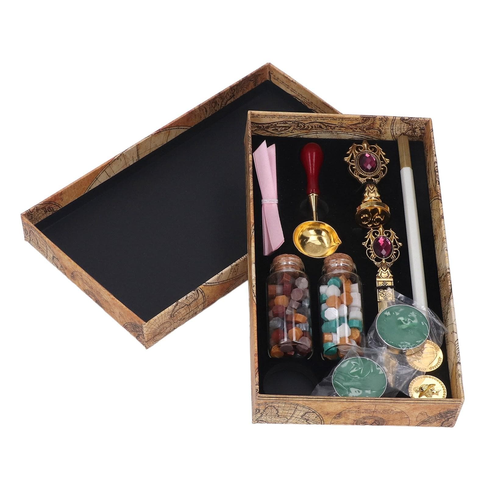 Wax Stamp Kit European Style Retro DIY Stamp Hand Account Envelopes Fire Paint Sealing Wax Kit Gift fuchsia