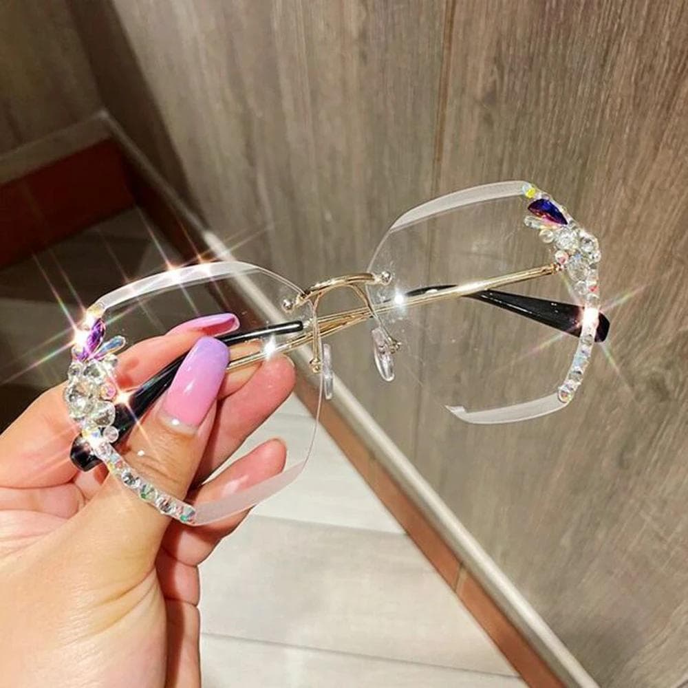 Luxury Vintage Rimless Rhinestone Sunglasses Women Men Fashion Gradient Lens Sun Glasses Shades for Female