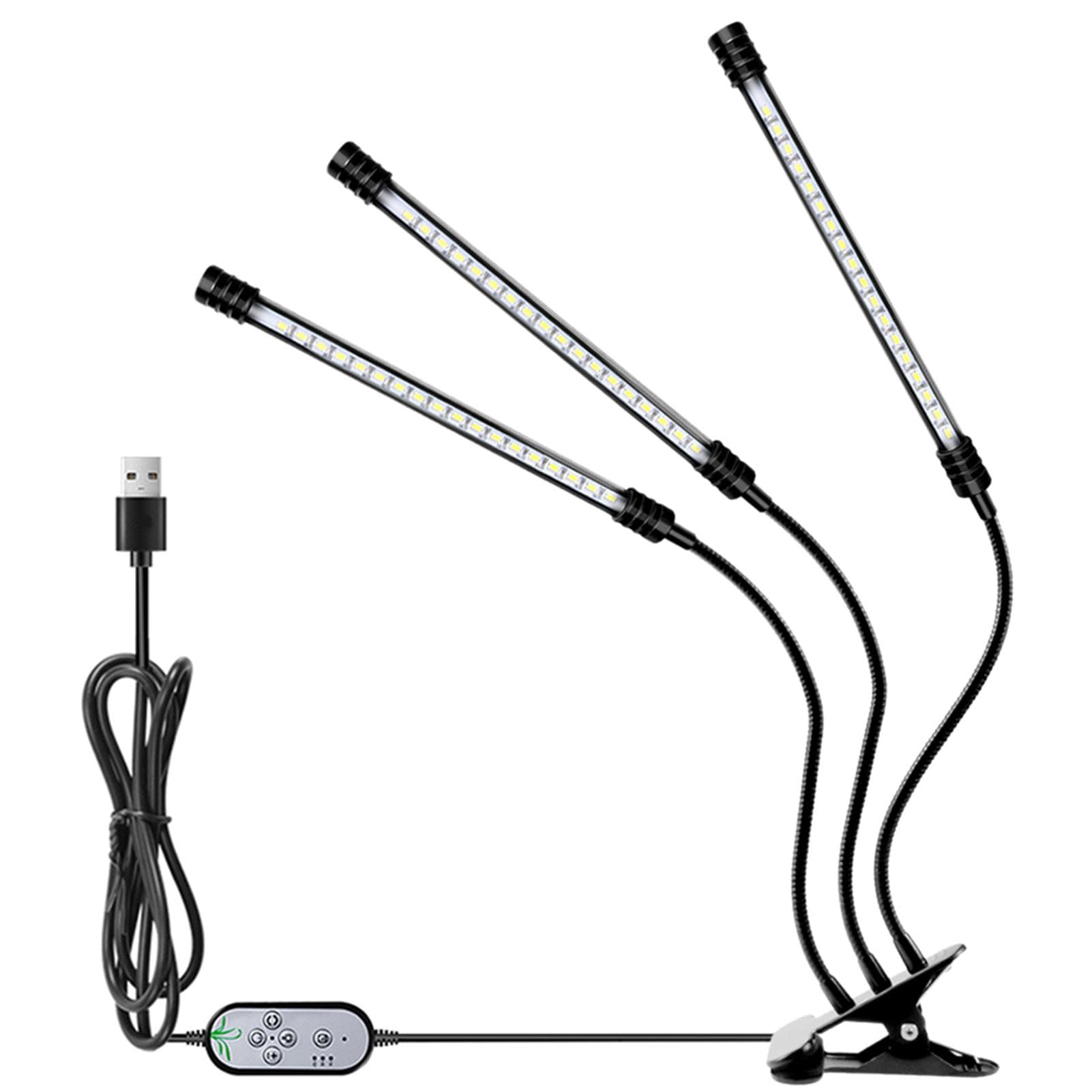USB Plant Grow Light Sunlight White Full Spectrum Lighting Angle Adjustable Desktop Clamp Growing 3 heads
