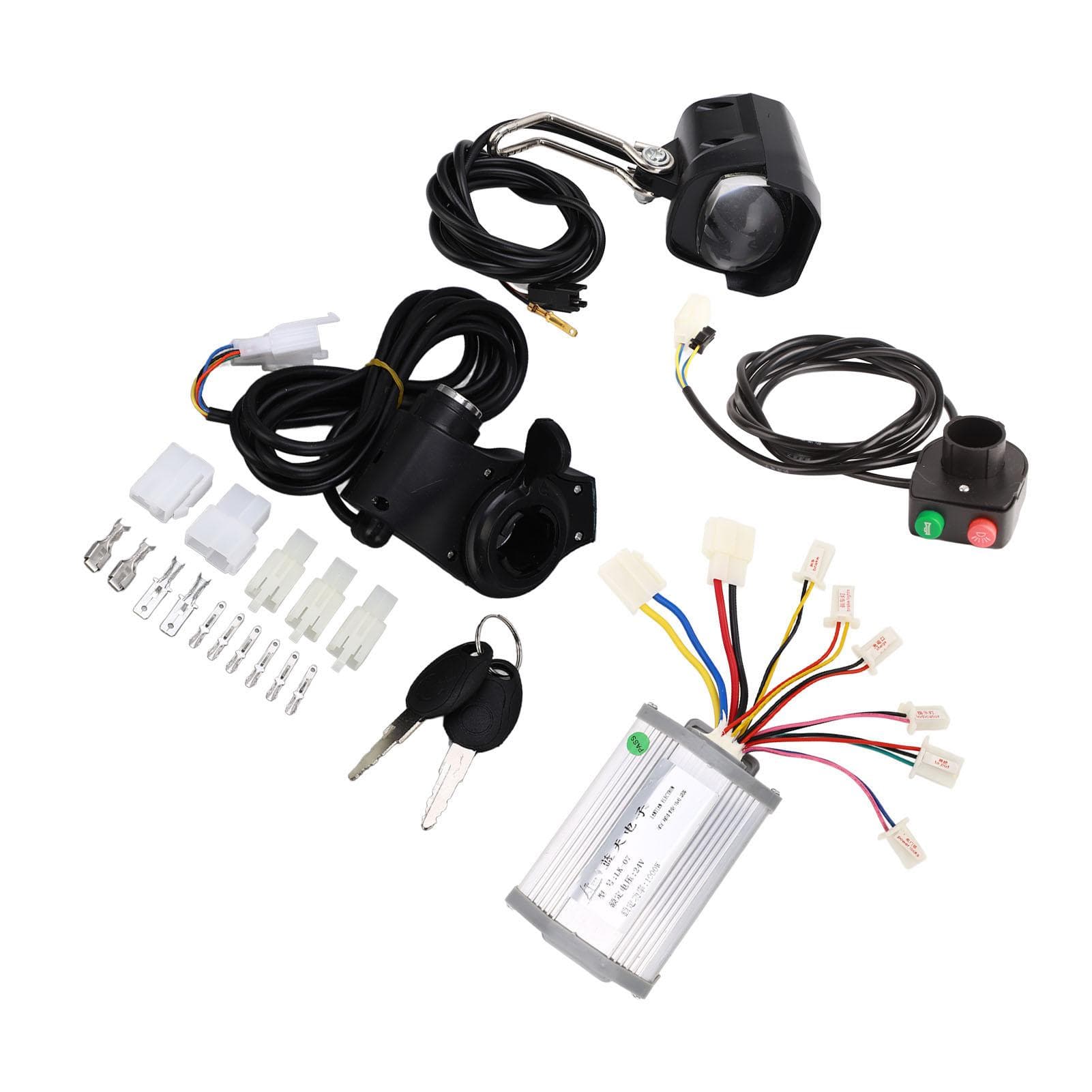 Electric Bicycle Conversion Kit 24V 1000W Brushed Controller Thumb Throttle Switch and Headlamp Kit