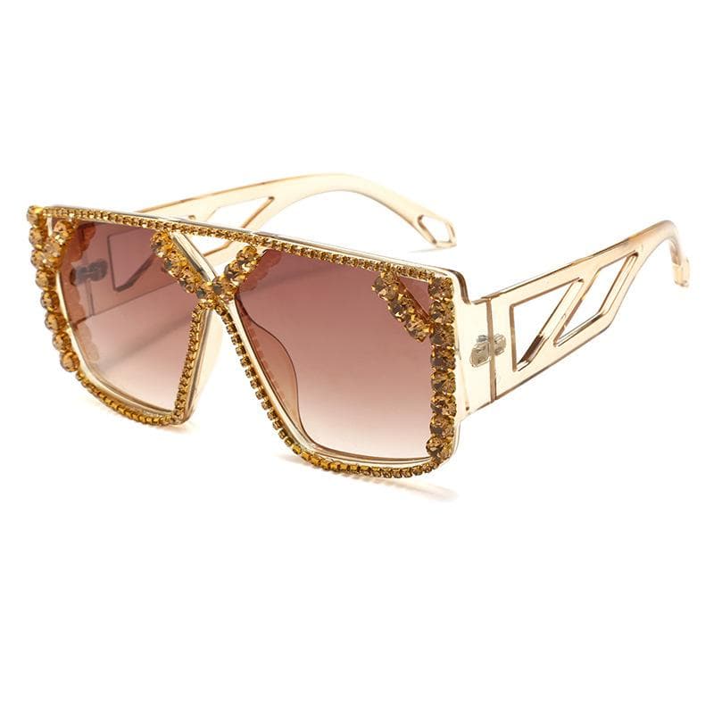 Fashion Women Men Sunglasses Brick Inlay Oversized Frame UV400 Protection For Travel Shopping