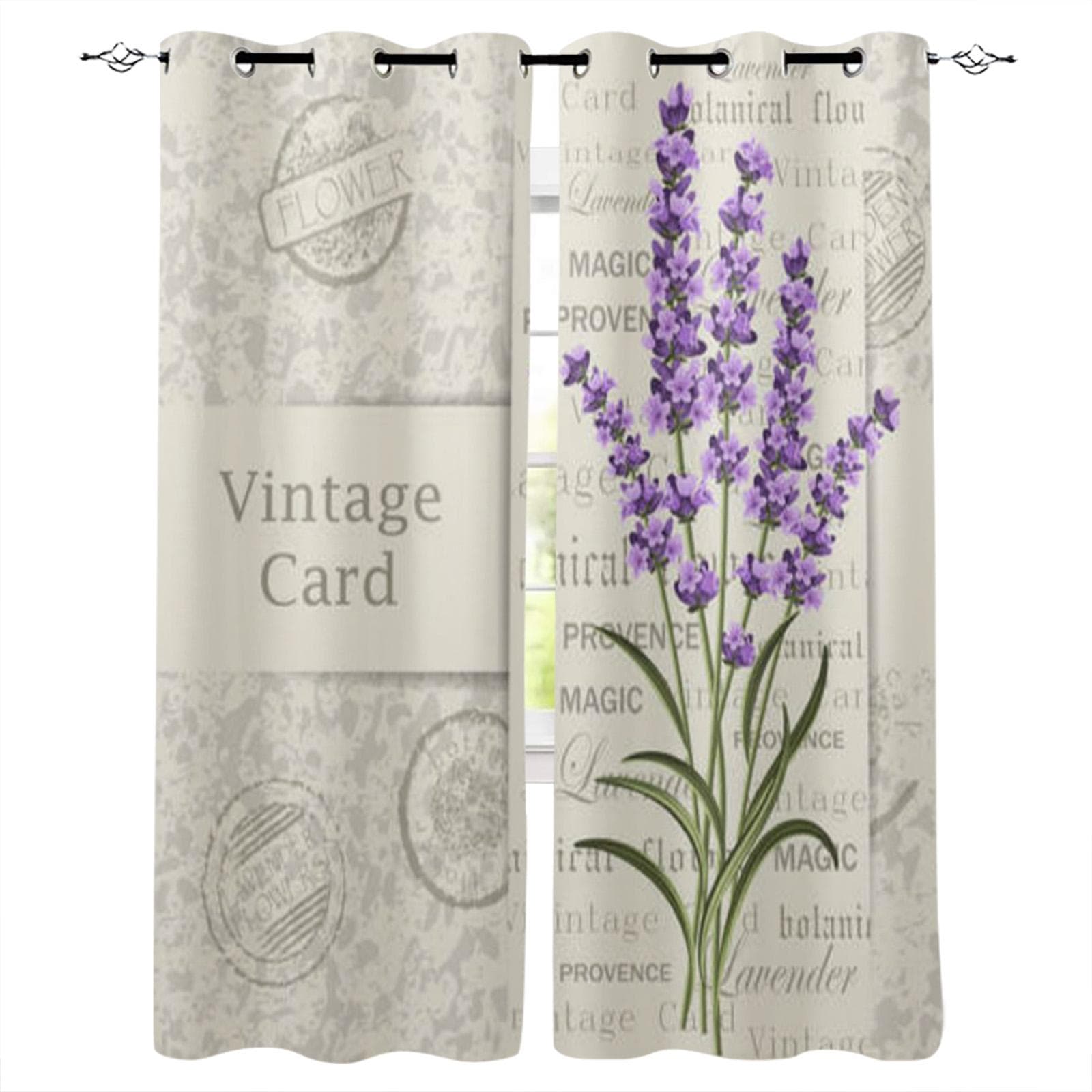 Bedroom Kitchen Curtains Lavender Plant Flowers Curtain Living Room Decoration Items Window Curtains for Living Room 135W x 245H(cm)