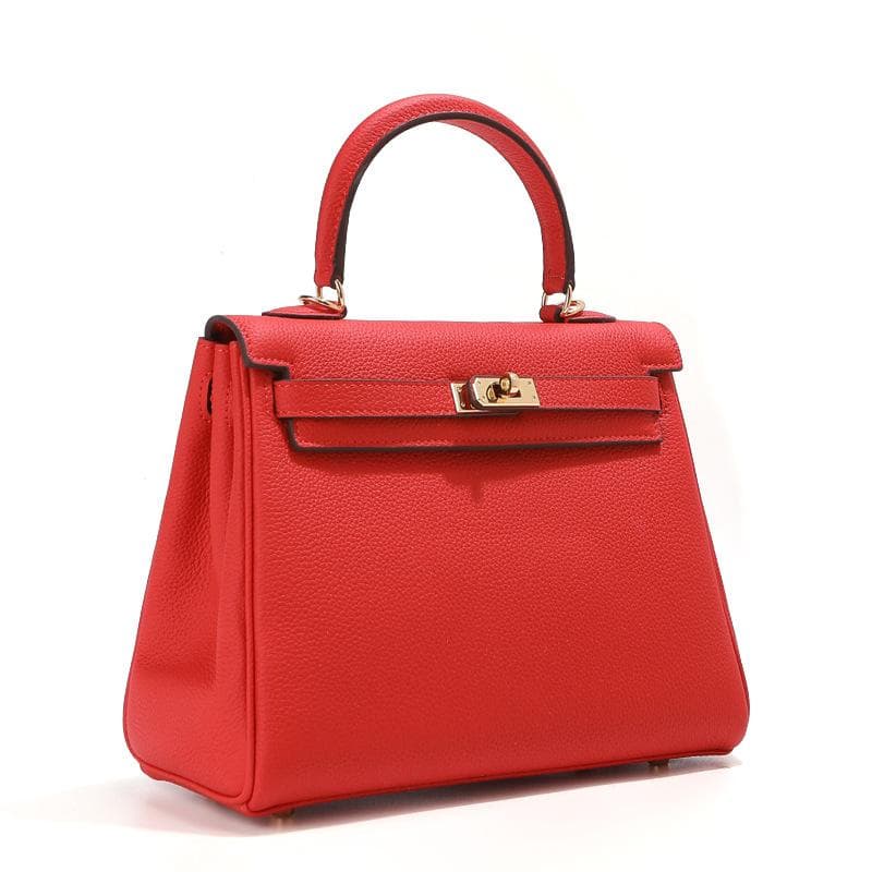 Togo Top Layer Cowhide Armpit Bag Women's High-end Sense Niche Genuine Leather Women's Bag Handbag Shoulder Bag Crossbody Bag 25CM+shoulder strap red