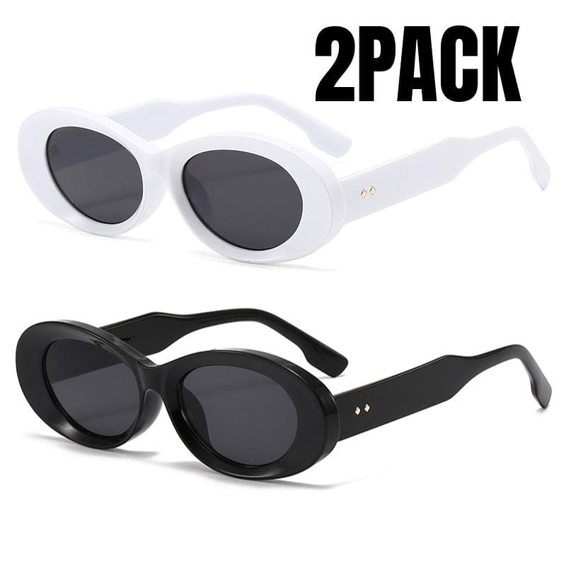 1/2PACK Y2K Retro Sunglasses Oval Frame Fashion Sun Glasses Small Frame Eyewear Female Street Photo Glasses