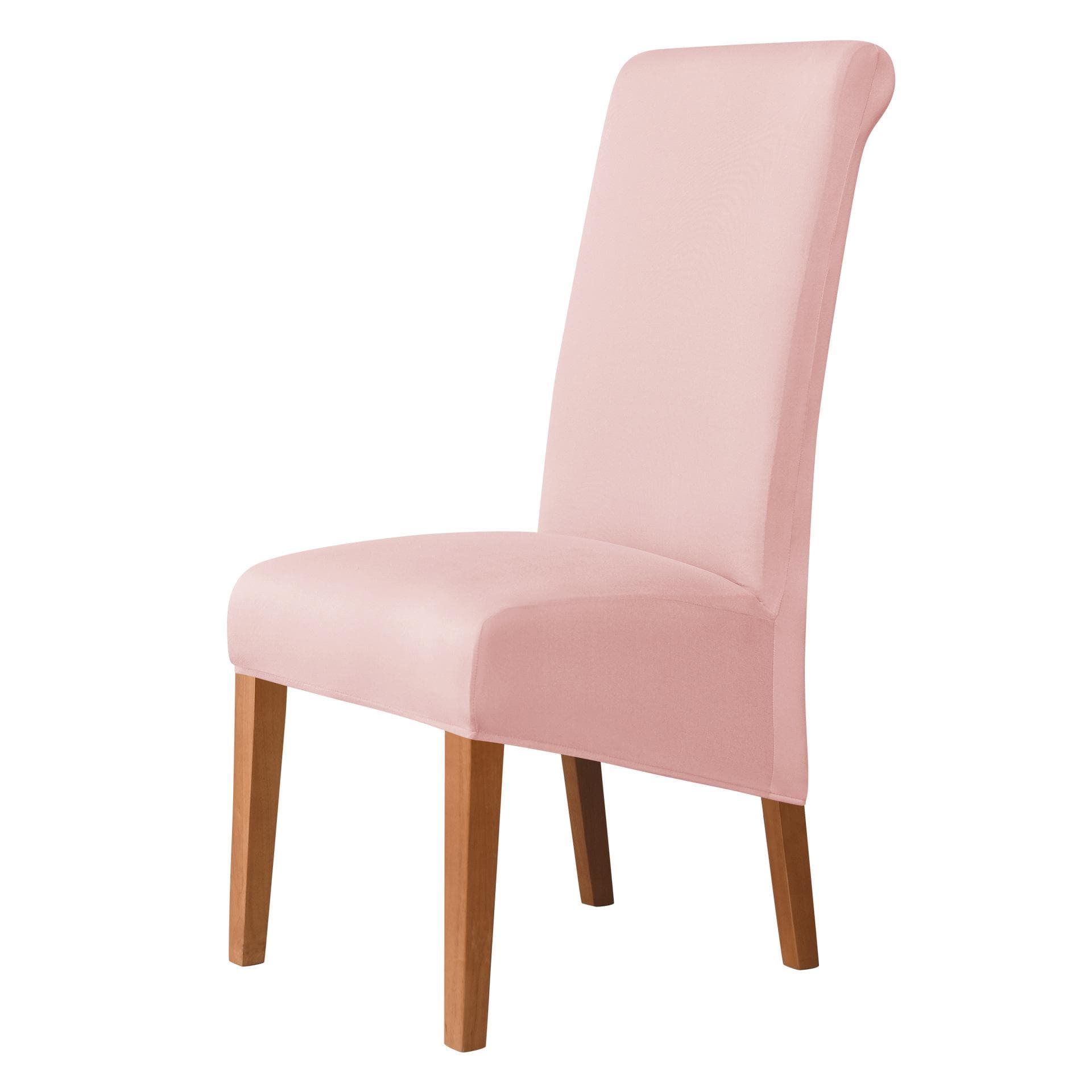 High Back Solid Color Chair Cover XL Size High Elasticity Smooth fabric Chair Covers for Dining Room Kitchen Stretch Home Decor 1pc pink