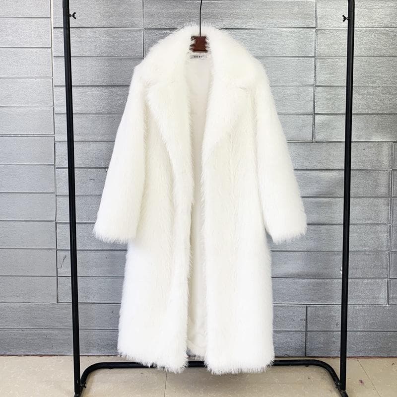Autumn and Winter Women's Long Fur Suit Collar Coat Coat XXXL
