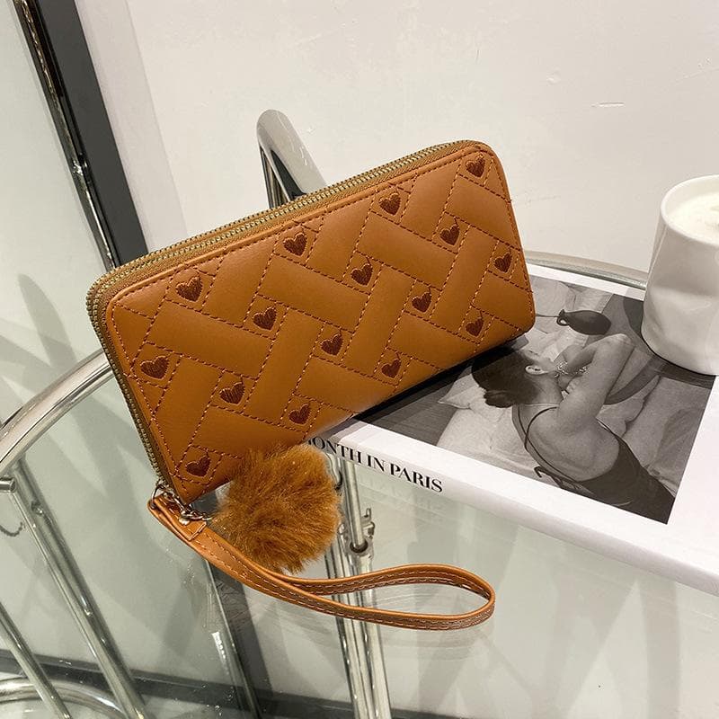 Long Ladies' Wallet for Spring and Summer, Simple Double-zipper Embroidered Wallet, Hand-held Bag, Card Bag, Coin Purse