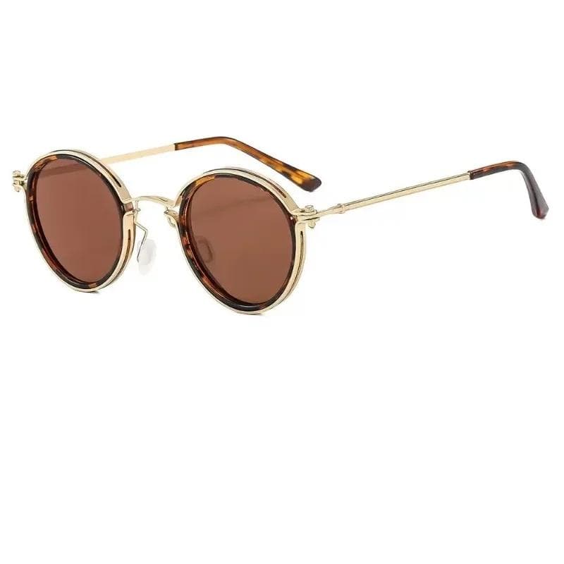 Round Metal Punk Sunglasses UV400 Protection Unisex Retro Classic High End Travel Driving Glasses Stylish Durable
