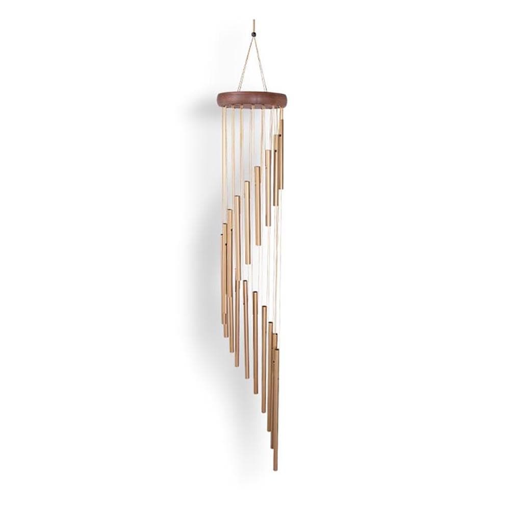 18-Bar Classic Rotating Wind Chime Solid Wood Aluminum Alloy Tubes for Home Balcony Bacyard gold