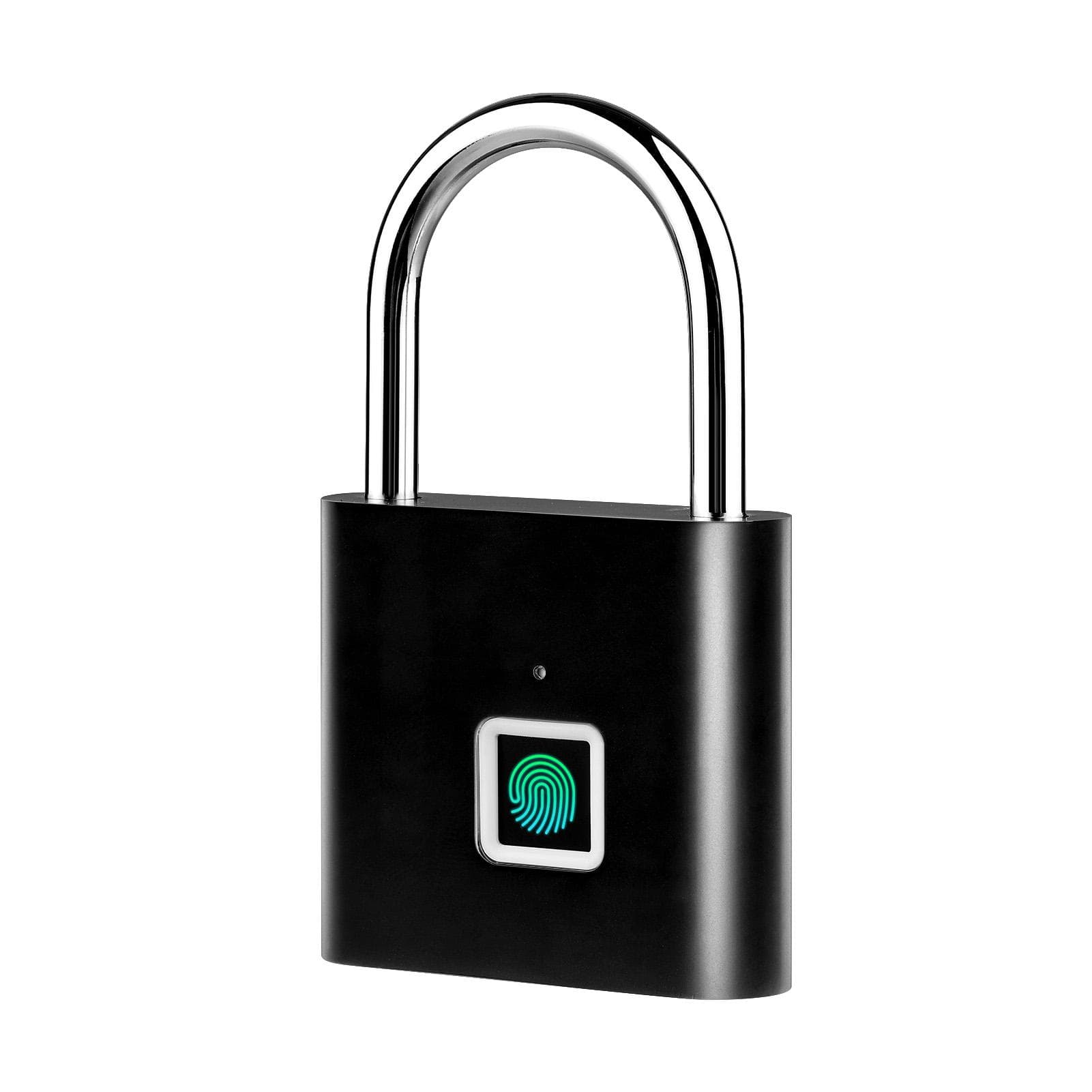 Smart Fingerprint Padlock Rechargeable Keyless 10 Fingerprints Morse Code Emergency Unlocking Easy black