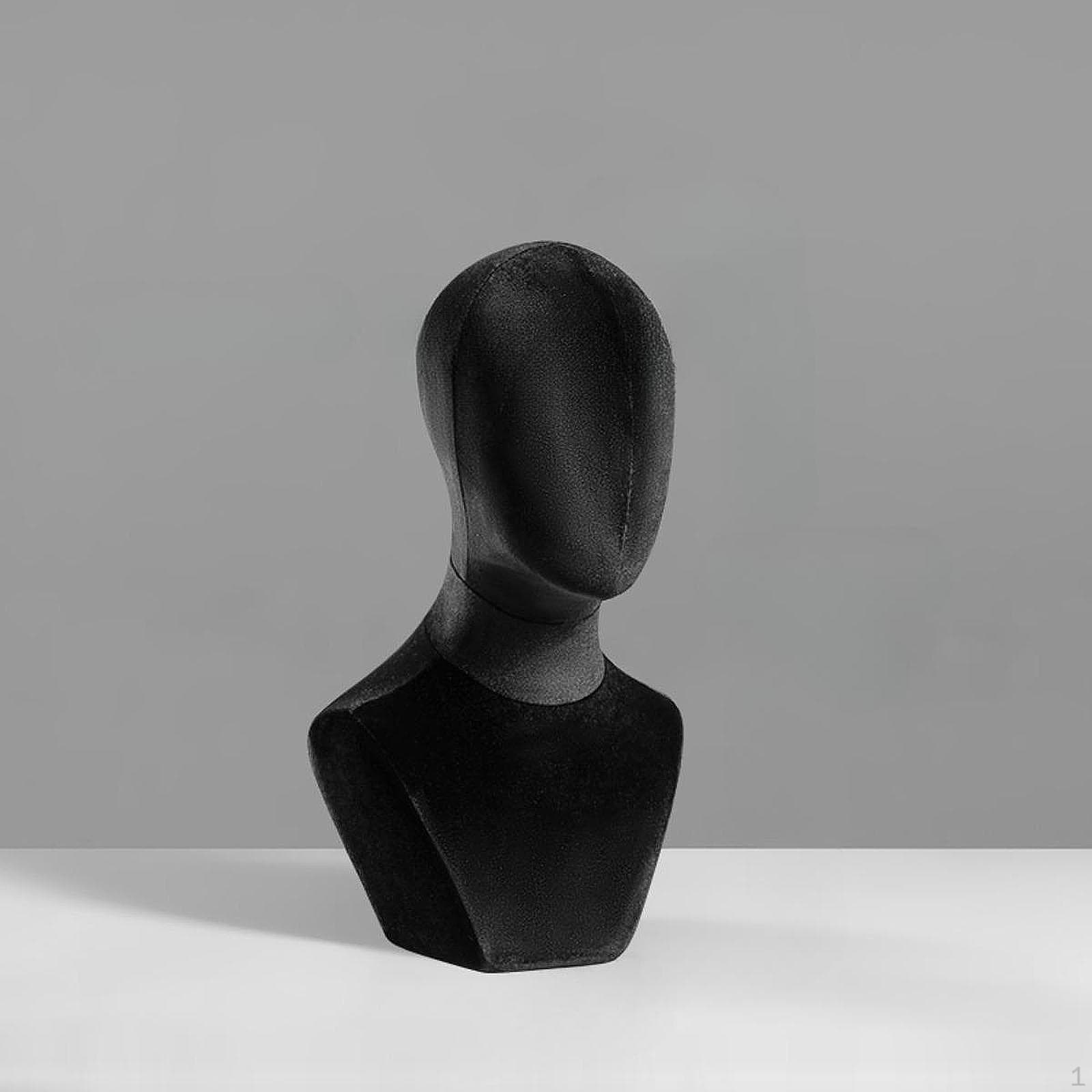 Bust Mannequin Head Hat Rack Cloth Table Training Wig Display for Hair Styling Home black