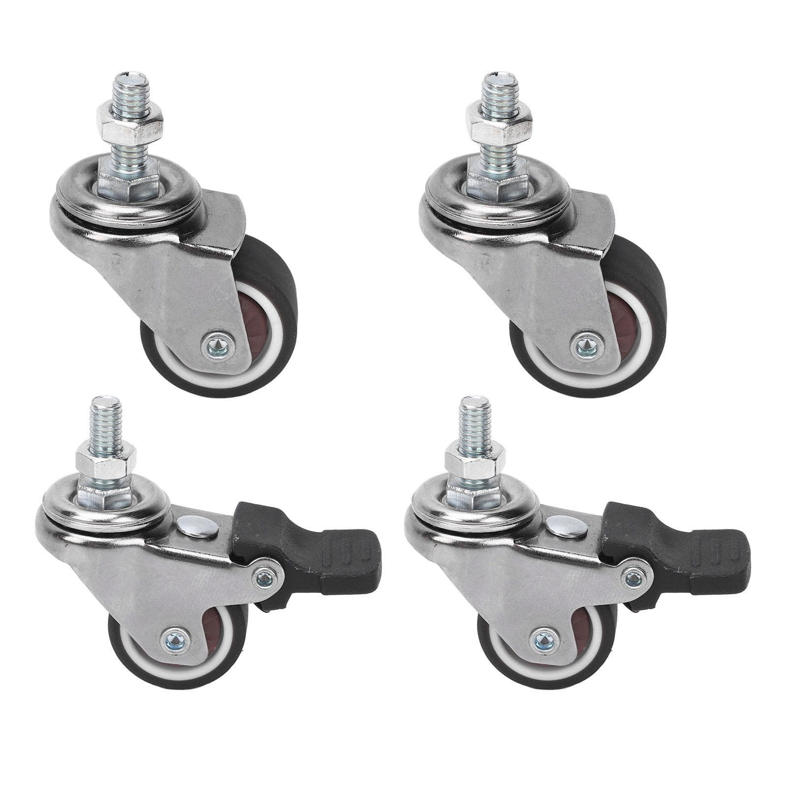 4 Pcs Caster Wheel M6x15mm Threaded Stem 1 Inch Diameter TPR Caster Wheel for Cart Workbench