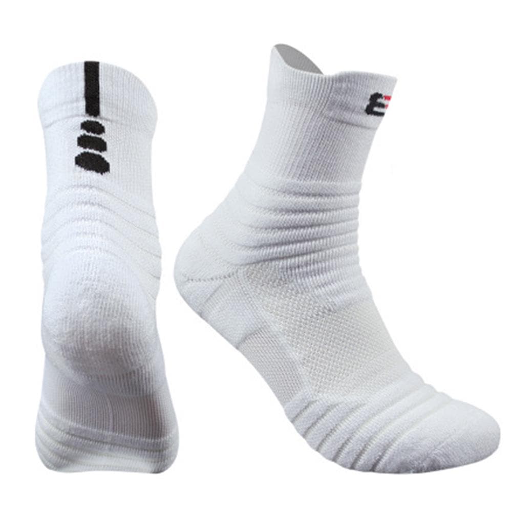 Men Socks Profession Sports Towel Bottom Foot Wear Terry Cotton Male Long Tube Outdoor Socks Men XL white