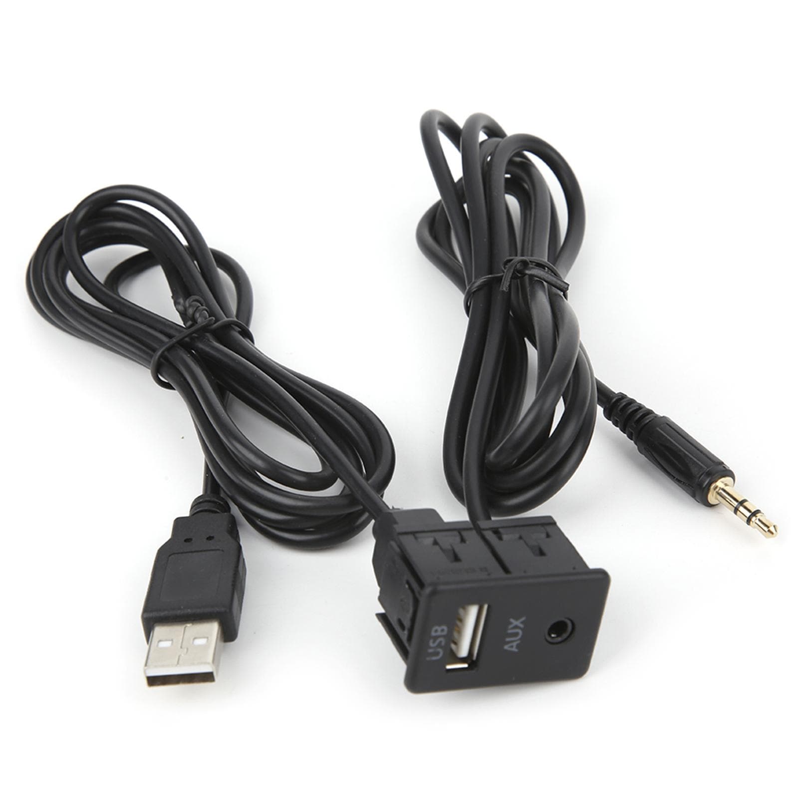 3.5mm AUX Extension Cable Adapter Flush Mount USB Port Headphone Jack Panel Mounting for Car Boat