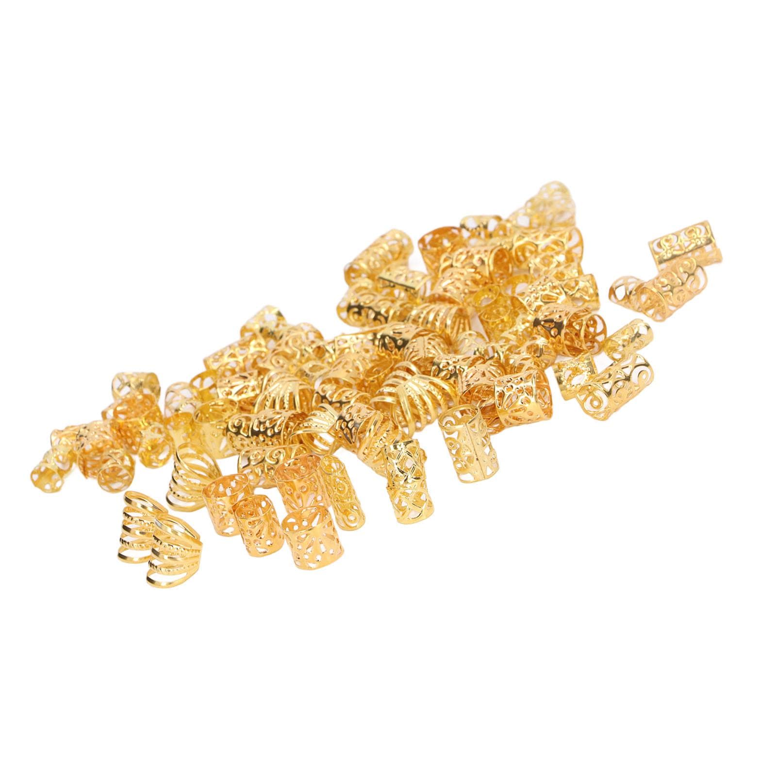 200pcs Dreadlocks Hair Rings Hollow Out Exquisite Patterns Alloy Hair Braiding Jewelry Coils Silver gold
