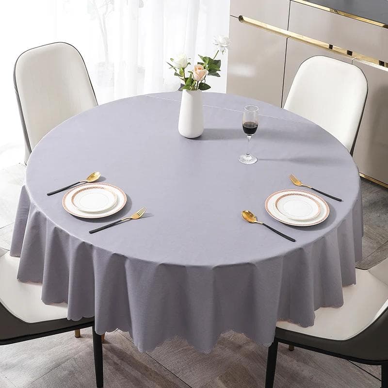 Simple Business Style Solid Color Round Tablecloth Thick Multicolor Table cover Waterproof Oil Resistant Washable Table Case 120cm round 1pcs