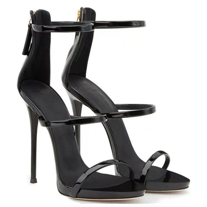 Fashion high-heeled sandals, high-heeled shoes, runway shoes 38 black