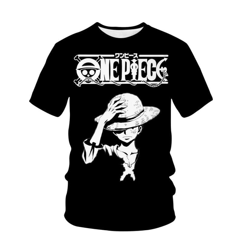 One Piece anime summer men's short-sleeved T-shirt Luffy around cosplay round neck loose summer casual men's and women's T-shirt tops XL