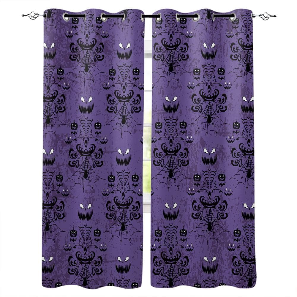 Window Curtains Pumpkin Ghost Skull Halloween Style Curtains Living Room Decor Curtains for Living Room Luxury Home Decor 135W x 60H(cm)