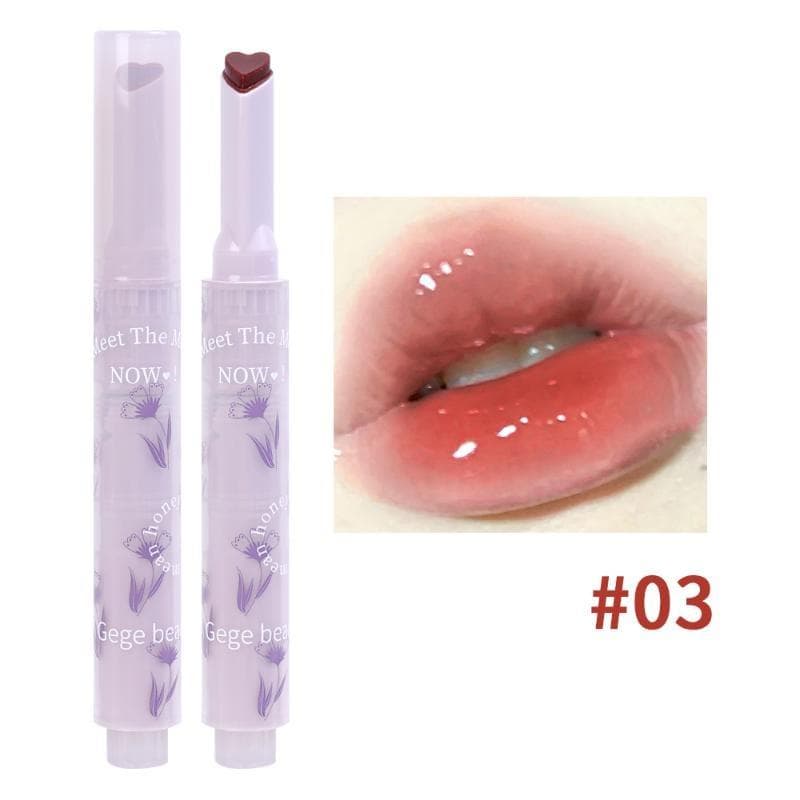 Love Heart Shape Water Light Lipstick Pen Mirror Jelly Lip Glaze Moisturize Clear Lip Gloss Korean Lip Tint