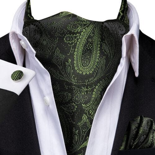 Mens Paisley Cravat Silk Ascot Tie Wedding Retro Scarf Cusal Formal Hanky Cuffs AS-1075