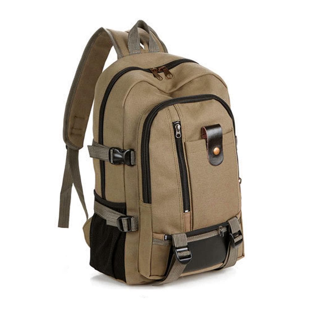 Portable Backpack for Men Travel Daypack Canvas Large Capacity Storage Bag School Bookbag for dark khaki
