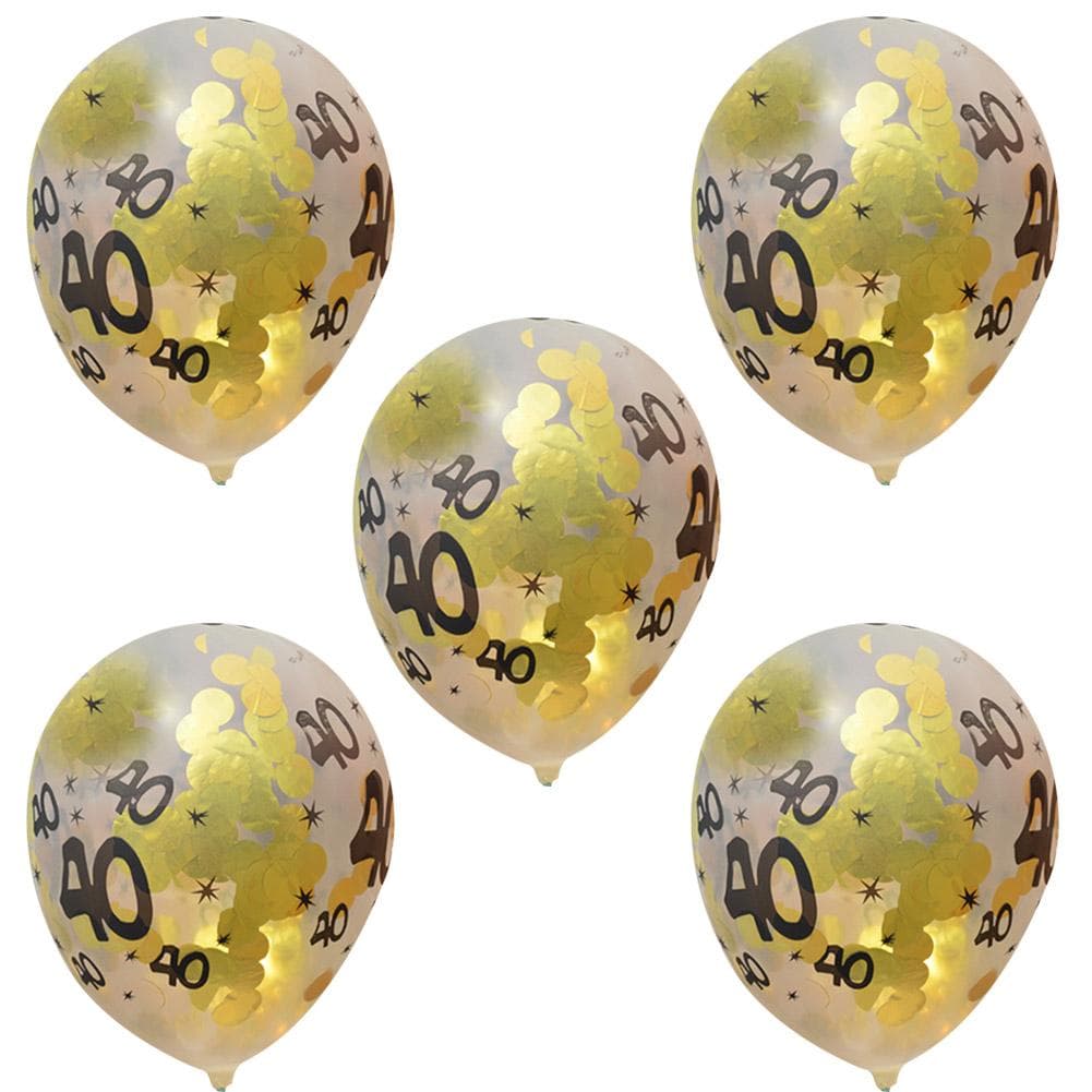 5Pcs Latex Balloons 30th 40th 50th Happy Birthday Party Home Decorations (Gold Papers 40th)