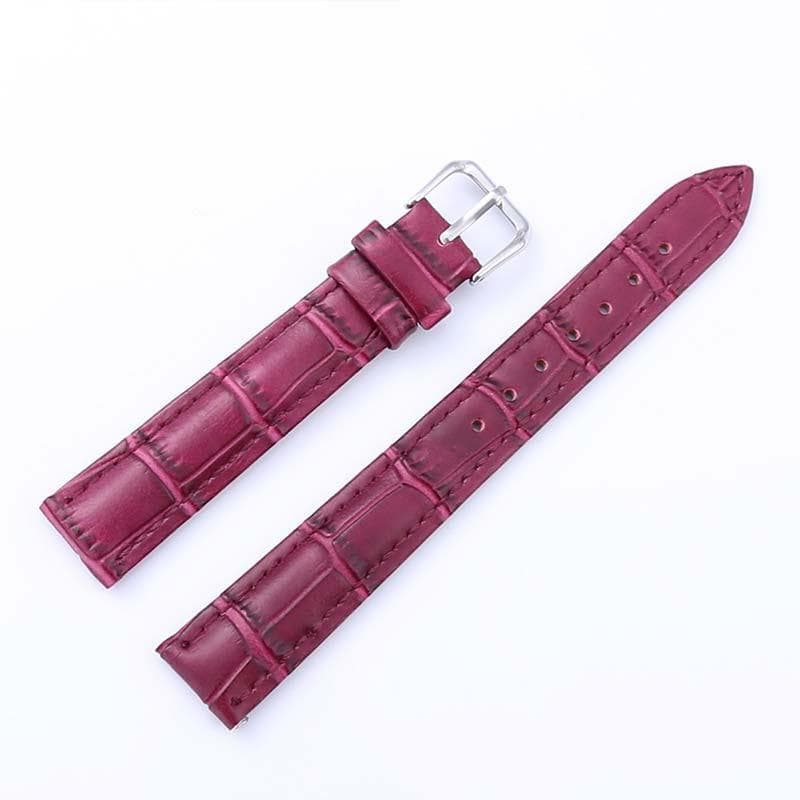 Genuine Leather Watchbands 12/14/16/18/20/22/24 Mm Watch Band Strap Steel Pin Buckle High Quality Wrist Belt Bracelet 14MM purple