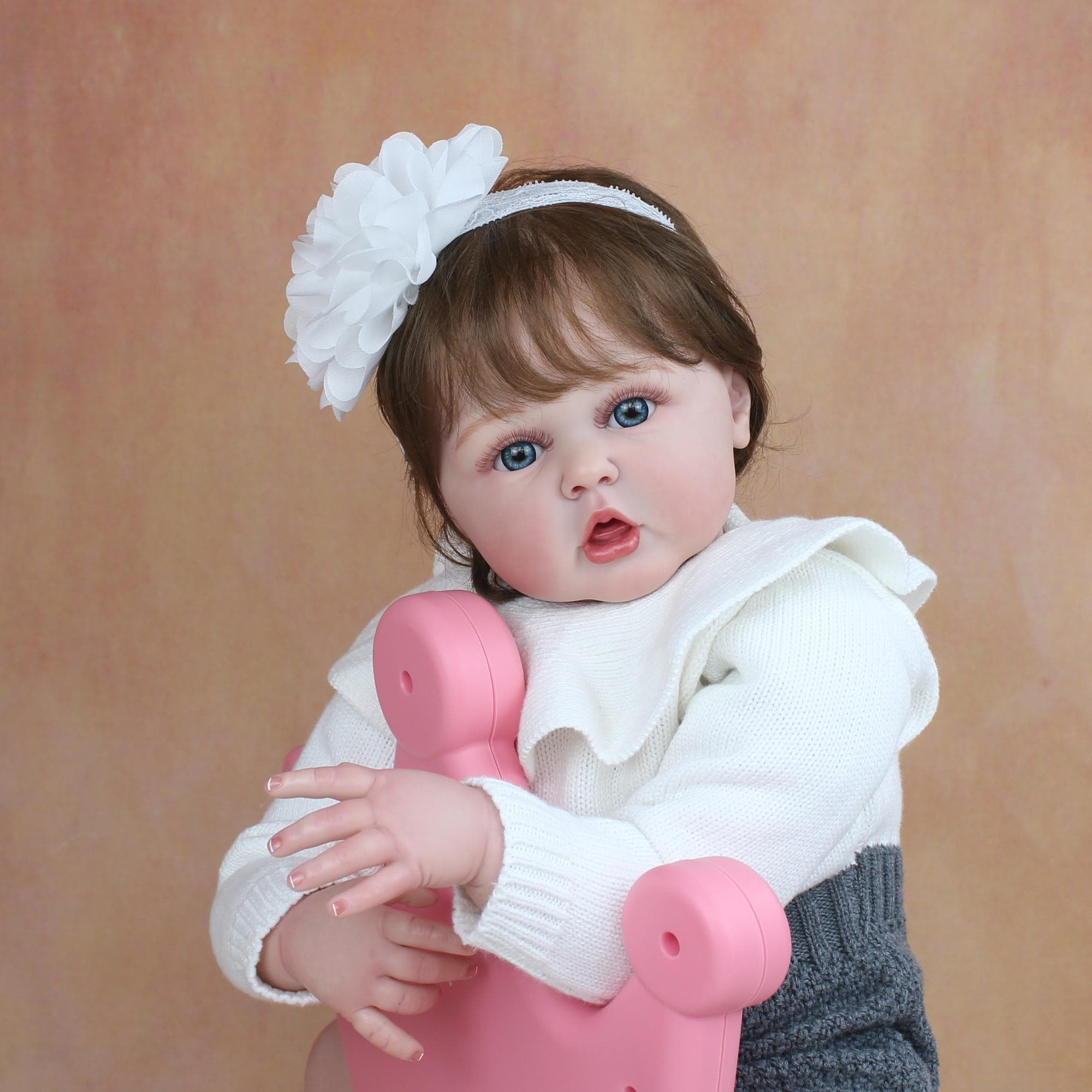 BZDOLL 3D Skin Soft Silicone Reborn Baby Visible Veins 60 CM Toddler Finished Doll Toy For Girl Realistic Dress Up Princess Bebe 60cm 3D-paint Skin Doll