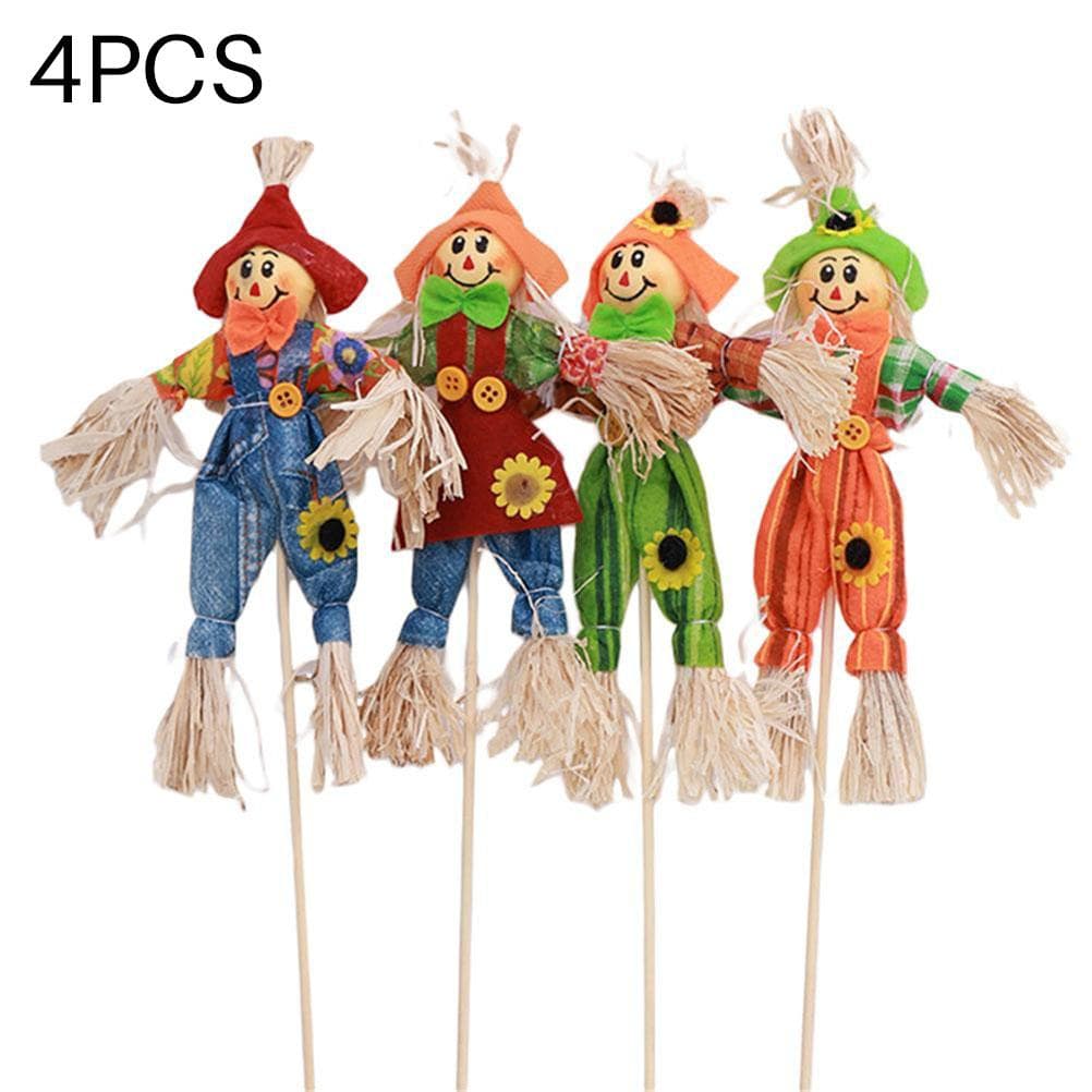 4PCS Standing Scarecrow Cute Fall Garden Scarecrow Ornament for Halloween Decoration Mall Bar