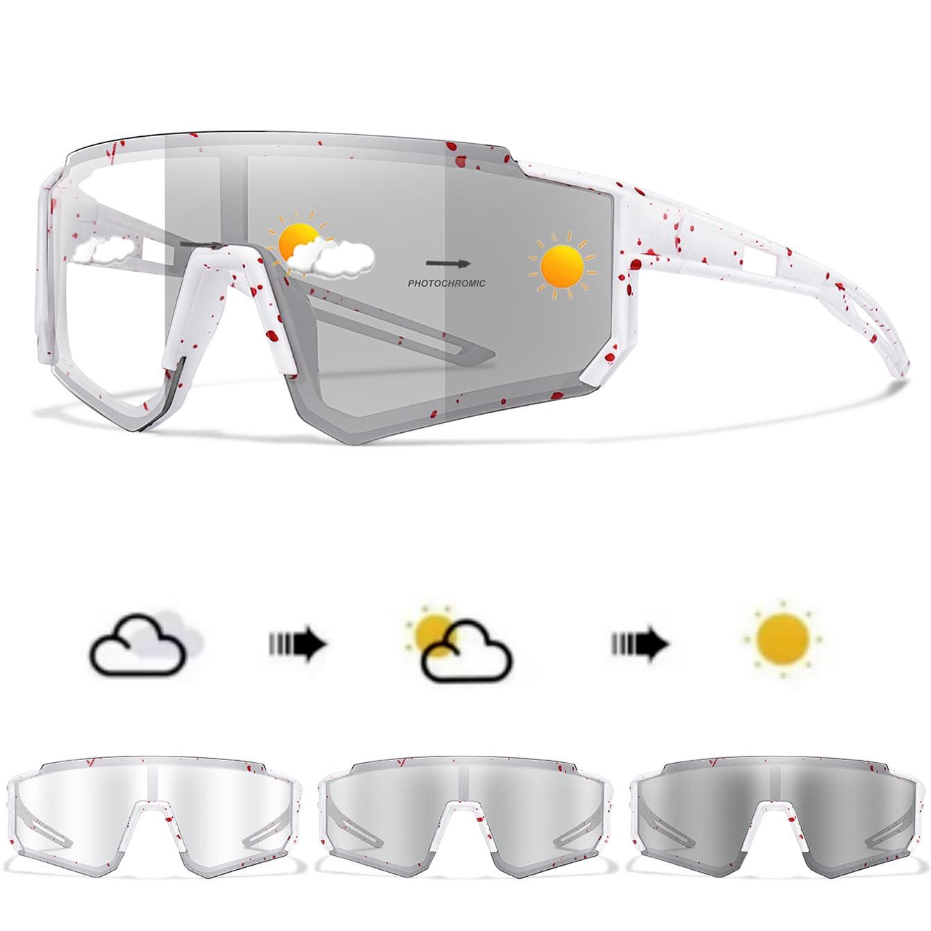 Fashion Photochromic Sunglasses for Men Women Cycling Running MTB Bike Fishing Sports Goggles UV Protection
