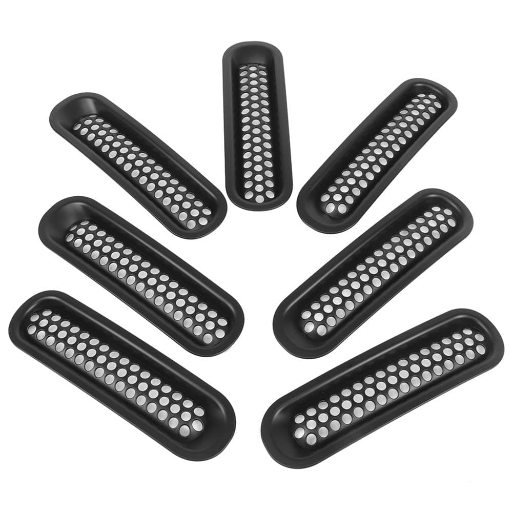 7pcs ABS Exterior Front Grilles Mesh Grill Fit For Jeep Wrangler 20072018 Black