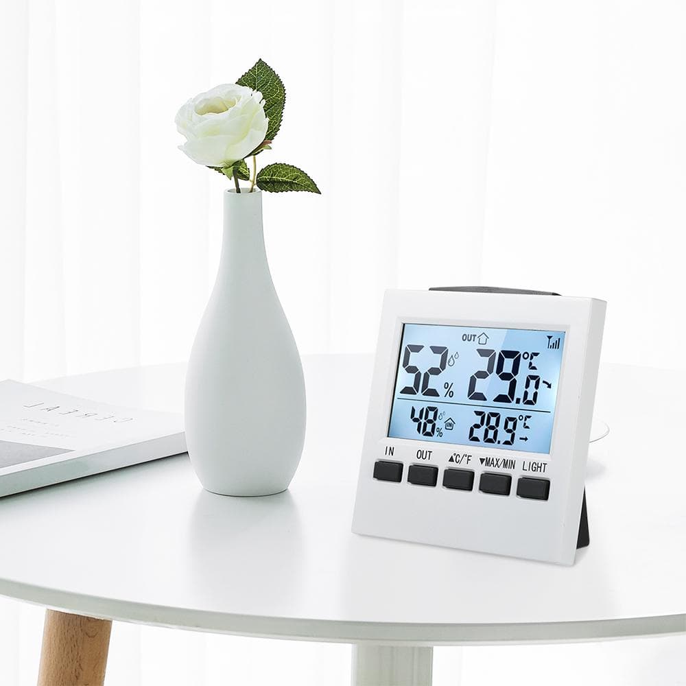LCD Digital Wireless Indoor/Outdoor Thermometer Hygrometer Temperature Humidity Meter white