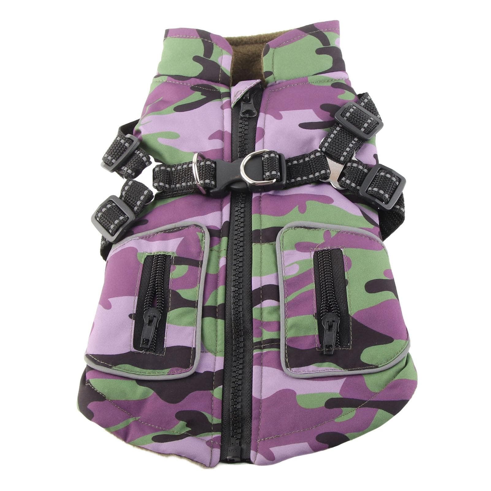 Warm Dog Jacket Stylish Windproof Thickened Cold Protection Reflective Dog Winter Coat with Chest M(for 4-6.5kg)